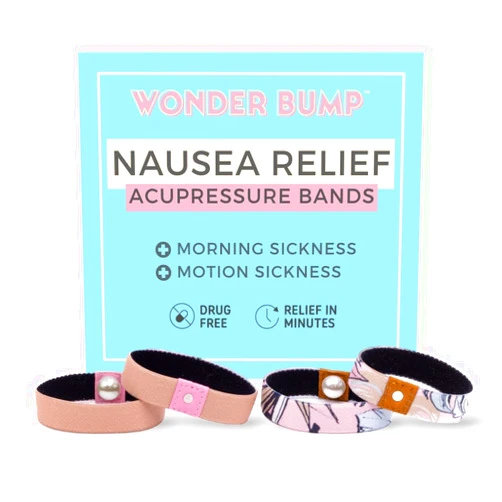 Wonder Bump Morning Sickness Relief Wristbands | Acupressure Anti Nausea Bands for Pregnancy Nausea Relief, First Trimester Pregnancy Essentials (2 Sets) (Medium)