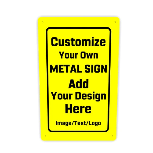 ABCDesign Custom Aluminum Metal Sign with Your Picture Name Text Logo Word Personalized Weatherproof Sign, Outdoor Guardrail Street Novelty Multiple Colors Metal Signs, Yellow 12x16 inch, Yellow_40