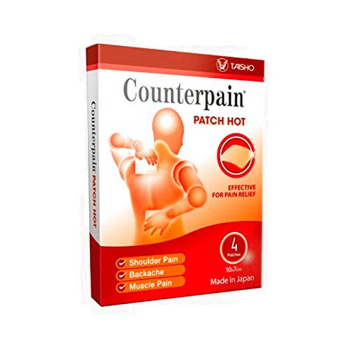 Counterpain Patch Hot 4's 10cm x 7cm for Muscular and Joint Pain, Made in Japan
