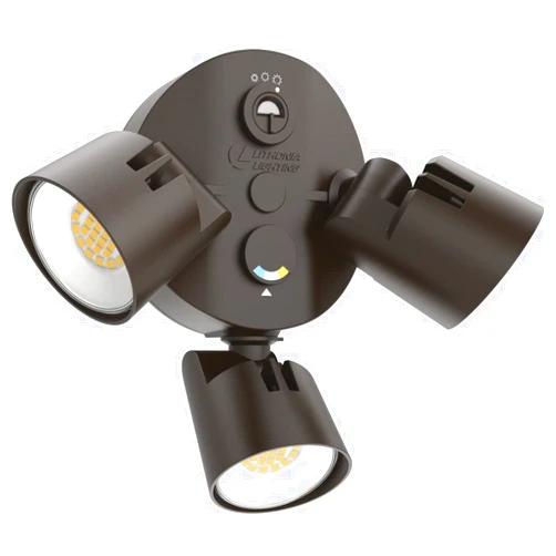 Lithonia Lighting HGX LED 3RH ALO SWW2 120 PE DDB M2 HomeGuard LED Outdoor Security Floodlight, Adjustable Light Output, Switchable CCT, Photocell, 3-Lights, Bronze