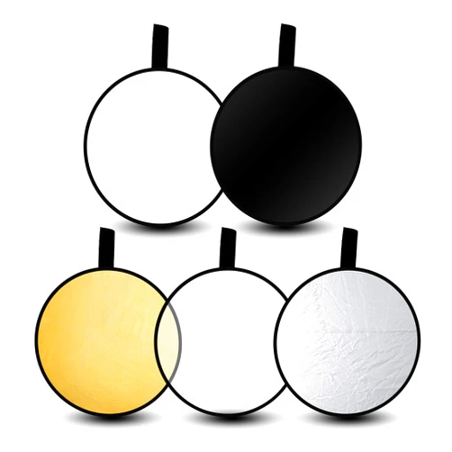 EMART 24’’ (60cm) Light Reflectors 5 in 1 Photo Collapsible Photography Reflector with Bag - Portable Camera Light Reflector Photography Panel for Studio Video-Translucent, White, Silver,Gold,Black