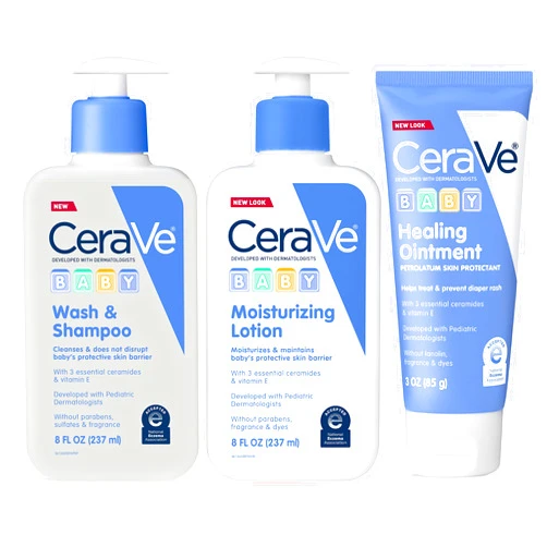 CeraVe Baby Essentials for Bath Time |Baby Wash&Shampoo, Baby Lotion & Diaper Rash Cream |Baby Gift Sets for Baby Registry|Fragrance, Paraben, Dye & Phthalates Free|8oz Shampoo+8oz Lotion+3oz Ointment