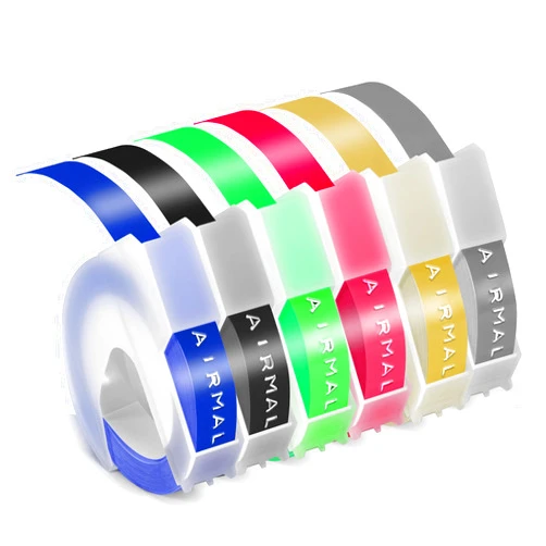 Airmall Compatible Dymo Omega Label Tape for Dymo Embossing Tape 9mm (Gold/Black/Silver/Blue/Fluorescent Green/Fluorescent Pink)