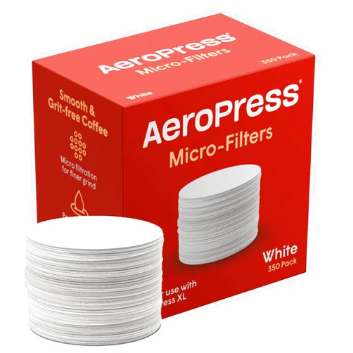 AeroPress Coffee Maker White Paper Micro-Filters, Compostable Coffee Filters Made From White, Chlorine-Free Paper, Fits Standard Size AeroPress Manual Coffee Makers, 350 Count