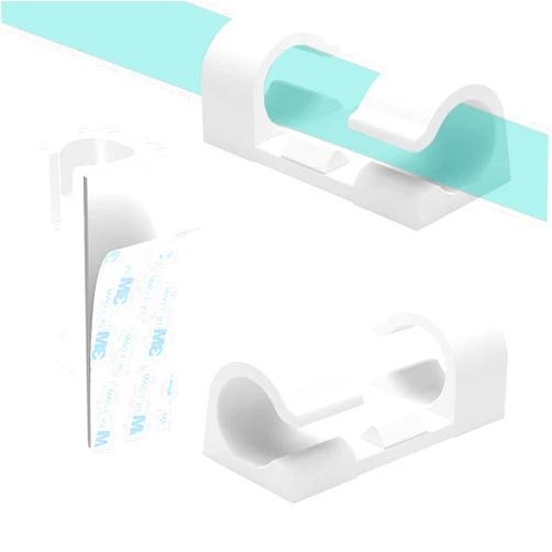 COMRUN 60 Pcs White Cable Clips with 3M Adhesive, Wire Holders Under Desk, Cord Management for Wall, Car, Ethernet, PC, Christmas Light Indoor/Outdoor