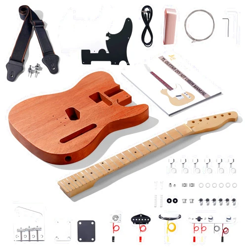 Leo Jaymz DIY TL Style Electric Guitar Kits with Mahogany Body and Maple Neck - Maple Fingerboard and All Components Included（TL LJ Headstock）