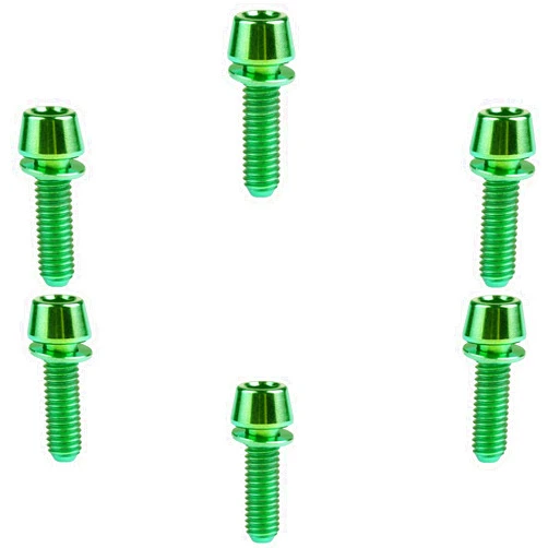 LZLYXZQ 6Pcs Titanium M5 Size Bolts Allen Hex Bike Tapered Head Screws with Washer Green M5*18