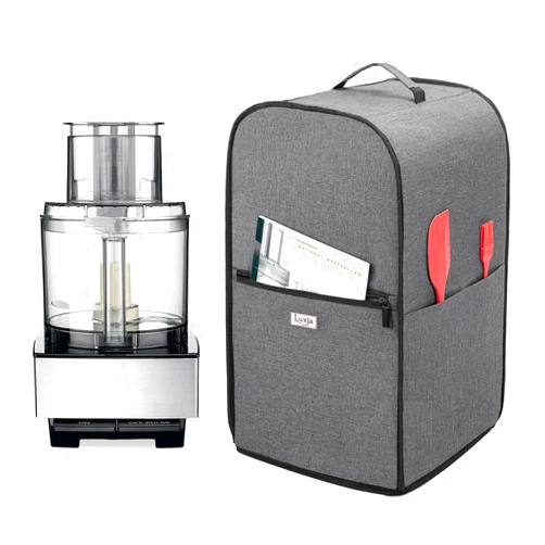 Luxja Food Processor Cover Compatible with Cuisinart and Hamilton Beach 11-14 Cup Processor, Food Processor Dust Cover with Accessories Pockets, Gray