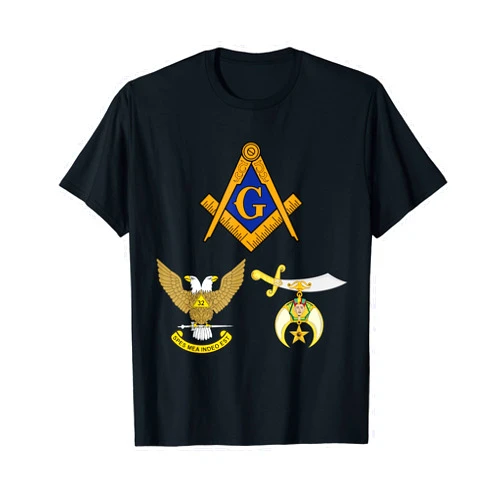 357 Designs Master Mason 32nd Degree Shrine AASR Noble Masonic WU Blue T-Shirt