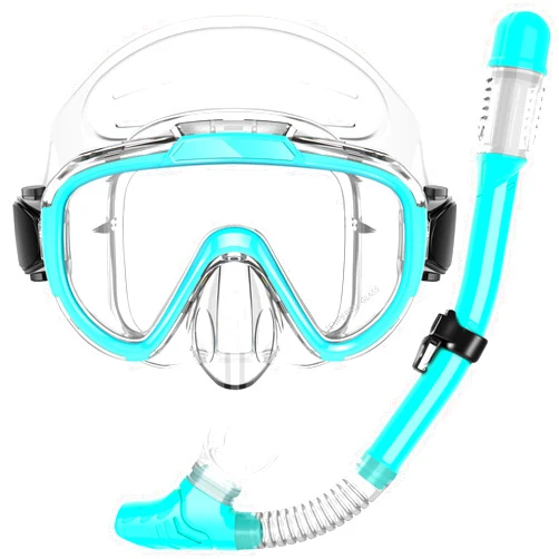 Zipoute Snorkel Snorkel Set, Zipoute Snorkel Dry Top Snorkeling Gear for Adults, Panoramic Anti-Leak and Anti-Fog Tempered Glass Lens, Adults Adjustable Snorkeling Set, Scuba Diving Swimming Training Snorkel Kit