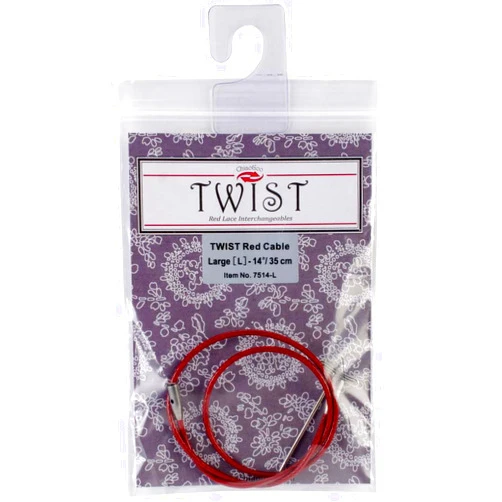 ChiaoGoo Cable 8 inch (20cm) with Key for Twist Red Lace Interchangeable Large Knitting Needle Set 7508-L
