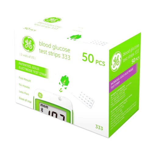 GE333TS Blood Glucose Test Strips | 50-Count Pack |Gold Electrodes|Patented Test Strip Structure