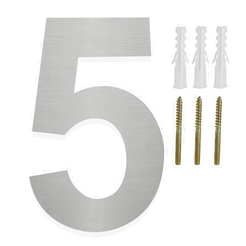 Fitous 8 inch Floating House Number For Outside, Stainless Steel Metal Modern Address Sign Numbers for Mailbox,Home Door,Warehouse Silver Number 5