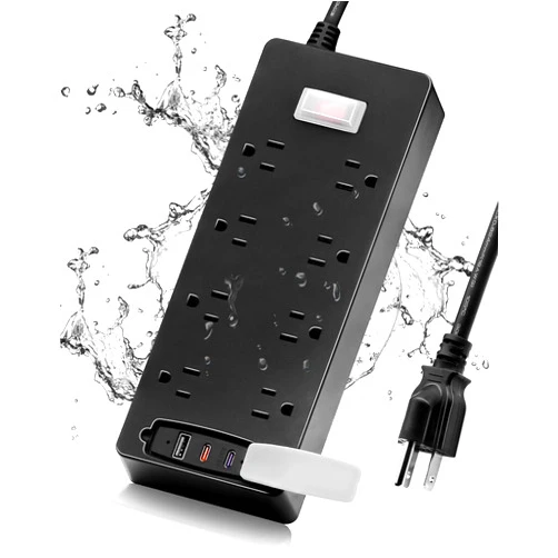 DYSSIPATIVE Outdoor Power Strip Weatherproof. Waterproof Surge Protector 8 Outlets, PD 20W Fast Charing Port and 2 USB Port, 6FT Extension Cord, Outdoor Surge Protector Power Strip ​for Home,Office