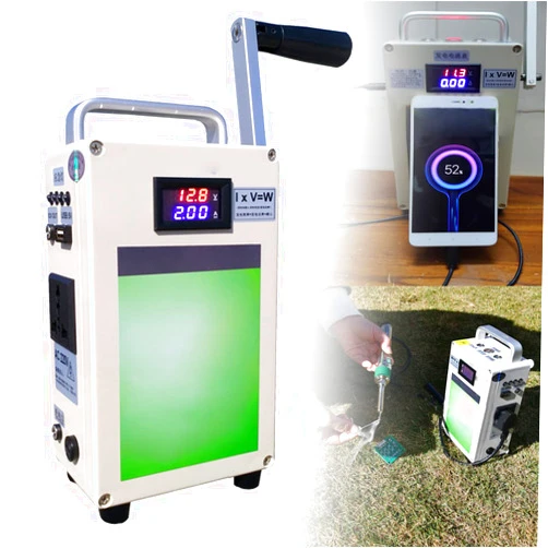 GEHPYYDS 150W/500W Crank Generator, Camping Hand Crank Generator for Mobile Phone, Portable Power Station with 110V/220V Outlets DC12V USB5V Emergency Power Supply,150W-110V