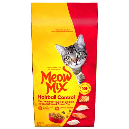 Meow Mix Hairball Control Dry Cat Food, 6.3 Pound Bag