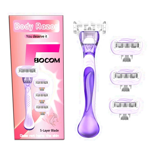 BOCOM 4-Blade Razors for Women Shave Kit, Lubrastrip to Help Avoid Skin Irritation