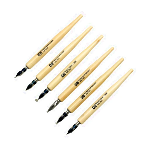 Hillento Comic Dip Pen Set, 6 Wooden Pen Handler Artist Cartoon Pen Set Calligraphy Dip Pens with 6 Nibs - Great for Manga/Comic/Calligraphy/Word Art/Pen-and-Ink Drawing