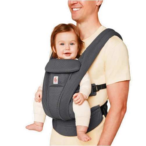 Ergobaby Omni Deluxe All Carry Positions Breathable Mesh Baby Carrier with Enhanced Lumbar Support & Airflow, Newborn to Toddler, (Holds 7-45 lbs), Graphite Grey