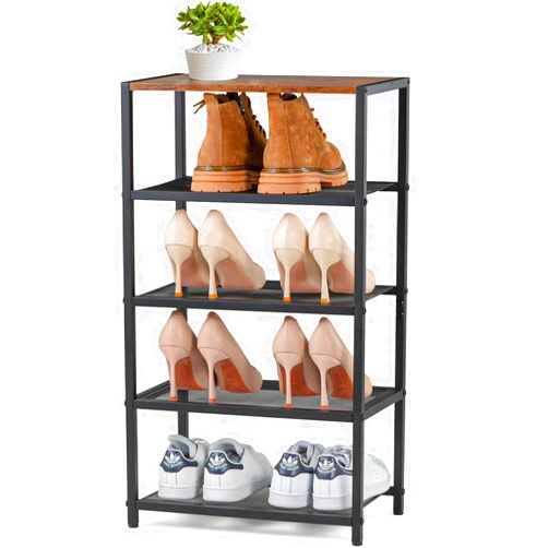 BWOORACKU Shoe Rack, 5-Tier Narrow Shoe Shelf with Dense Metal Mesh, Durable Industrial Freestanding Shoe Rack for Front Door Entrance, Hallway, Entryway, Living Room (29.92