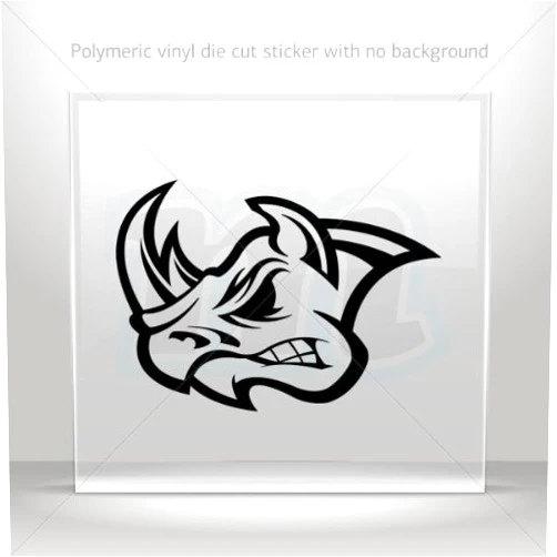 Animals Earth Various sizes Decal Stickers Rhino Head Decor Motorbike Bicycle Vehicle ATV car Lapt Black (5 X 3.51 In)