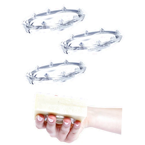 SoapStandle Bar Soap Gripper No Goo or Mess Soap Holder for Bath and Showers 3 Pack, Clear