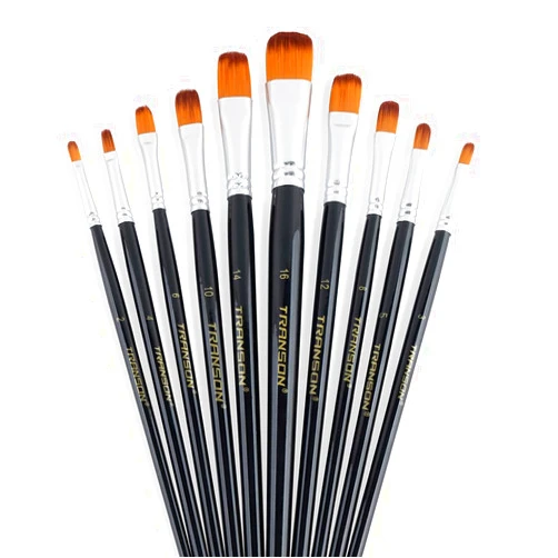 Transon Synthetic Filbert Paint Brush Set 10pcs for Acrylic Watercolor Gouache Art Painting and Body Craft Painting