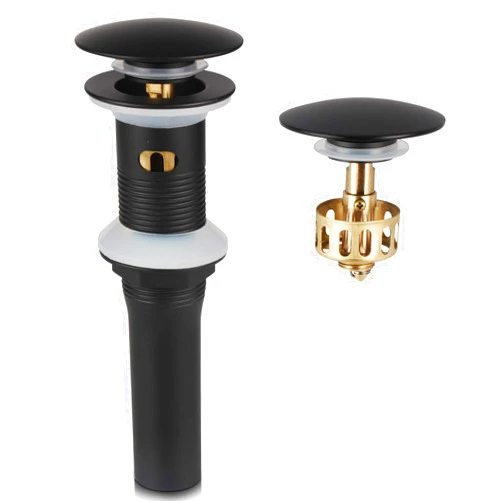 ALLWIN-HOUSEWARE W Bathroom Lavatory Vanity Vessel Sink Detachable Basket Drain, Pop Up Drain Stopper with Overflow, Black