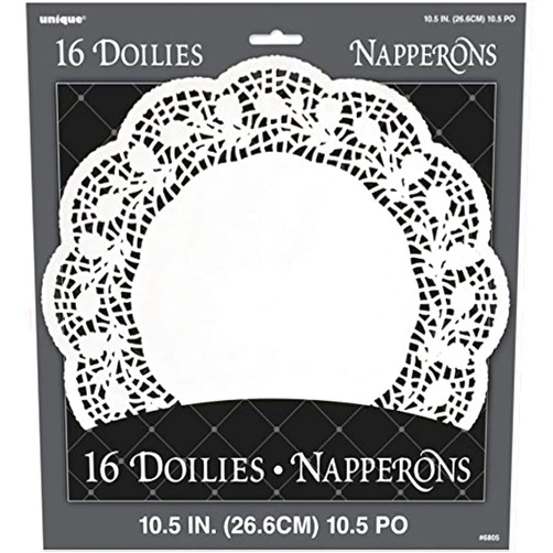 Unique Party White Paper Doilies - 10.5