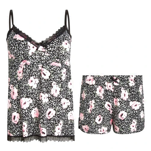 Marilyn Monroe Women's Pajama Sets - 2 Piece Lace Trim Cami Top and Micro Sleep Shorts - Pajama Lounge Sets for Women (M-XL)