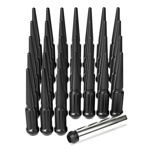 Orion Motor Tech 14x1.5 Lug Nuts Black 32 Piece, M14x1.5 Spike Lug Nuts Wheel Accessories Compatible with Chevy Ram Ford GMC