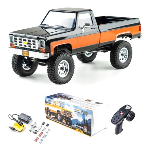 FCXㅤ FCX18 FMS 1/18 Chevrolet K10 RC Truck, Officially Licensed 4WD 2.4GHz RC Crawler 2 Speeds Switch with 900mah Battery and LED Lights, Off-Road RC Model for Adults (Black)