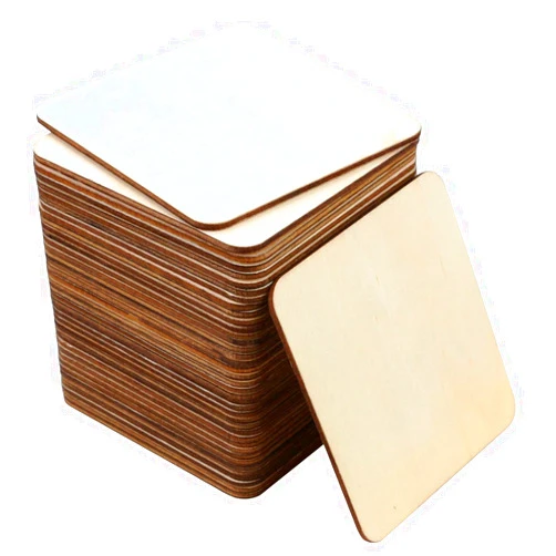 SKPPC 40Pcs Unfinished Laser Engraving Carving Blank Wood Pieces for Painting, Coasters, DIY Arts Craft Project, Staining and Decorations