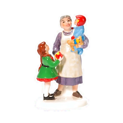 Department 56 Snow Village Grandma's Favorite Present Accessory Figurine, White, Green, Blue, Brown