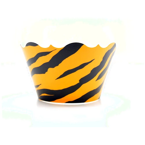 Oh That Cupcake Tiger Birthday Party Supplies Cupcake Wrappers (12 Pack) - Tiger King of the Jungle Party Favors, Zoo Themed Party Animal Birthday Decorations, Black & Orange Tiger-Striped Jungle Safari Party Decor