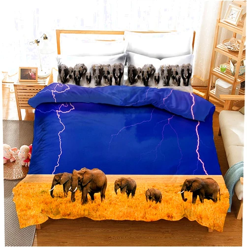 Annier Duvet Cover Comforter Sets Bedding 3D Printing Elephant Nature Primeval Forest Harmonious 3/4PCS with Quilt Covers/Pillowcases, Twin/Full/King/Queen (6,Full(200x229cm-3pcs))