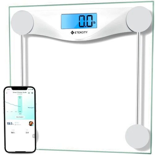 Etekcity Bathroom Scale for Body Weight BMI Scale, Upgraded Bluetooth Digital Scale, Large Blue LCD Backlight Display, High Precision Measurements, 400 Pounds