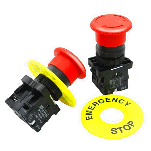 mxuteuk 2pcs 22mm 2 NC Red Mushroom Emergency Stop Push Button Switch AC 660V 10A, 1 Year Warranty HB2-ES544