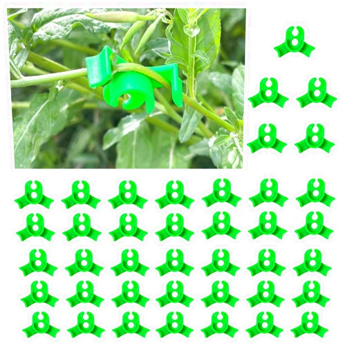 Bilkeru 40 pcs Plastic Plant Training Clips, 90 Degrees Plant Stem Bender Low Stress Training Adjustable Circle Style Bud Bender for Climbing Plants and Gardening (Green)