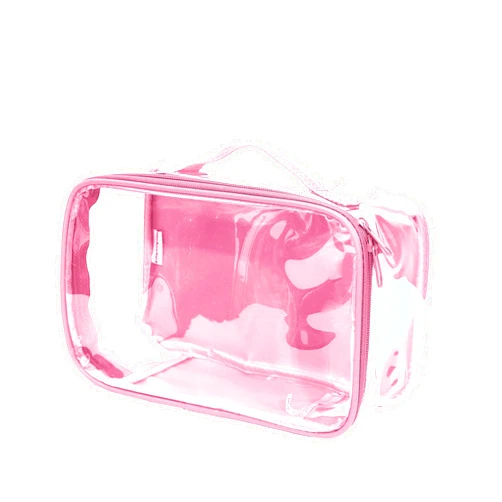 EzPacking Clearview Small Clear Travel Packing Cube/See Through PVC Plastic Pouch for Carry On Suitcase, Backpack or Diaper Bag/Transparent Multipurpose Accessories, Makeup & Underwear Organizer w/Handle (Rose)
