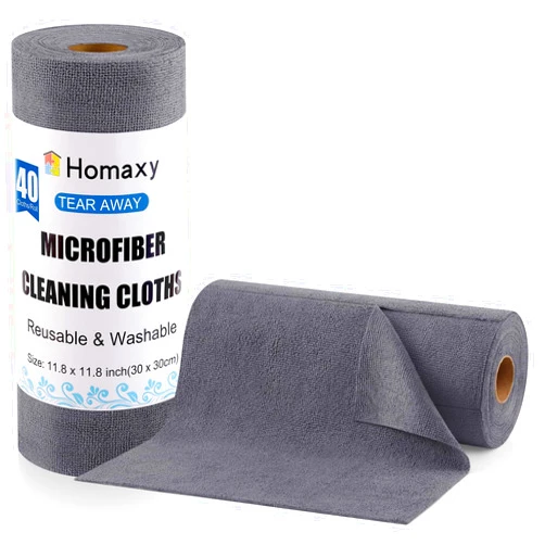 Homaxy Microfiber Cleaning Cloth Roll, 40 Pack Reusable Tear Away Towels, 11.8