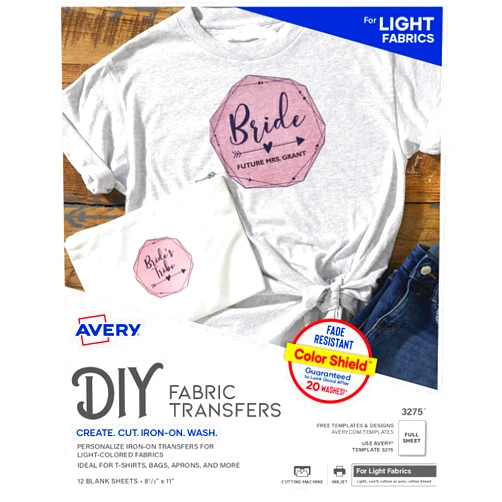 Avery Printable Heat Transfer Paper for Light Fabrics, 8.5