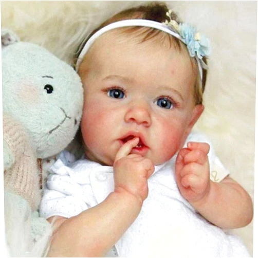 EURORA 18 Inch Reborn Baby Dolls Girl, Lifelike Realistic Opened Blue Eyes, Soft Full Vinyl Body for Kids Age 3+