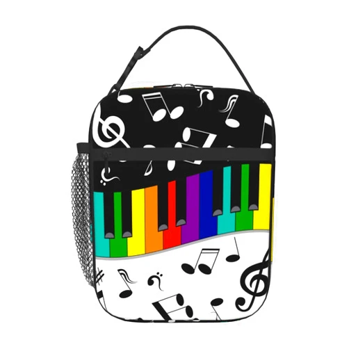 GVGOAGL Musical Note Rainbow Key Music Insulated Lunch Bag Reusable Cooler Lunch Box Portable Leakproof Thermal Container Tote Bags for Girls Boys School Travel