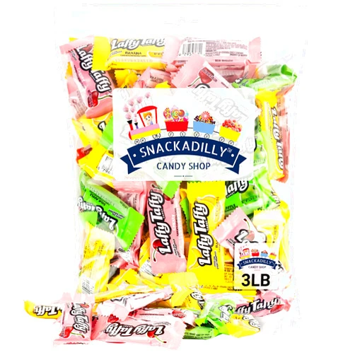 Snackadilly Laffee Taffy 3Lb Bag of Delicious Assortment - Cherry, Sour Apple, & Banana Flavors - Freshly Packed By Snackadilly