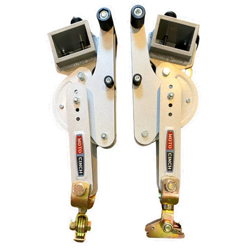 Moto Cinch E-Track strapless motorcycle tie down system