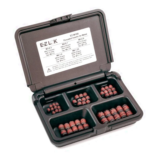 E-Z Lok Threaded Inserts For Metal; Assortment Kit; Carbon Steel; Metric Internal Threads, M3-0.5, M4-0.7, M5-0.8, M6-1.0, M8-1.25; 50 pieces