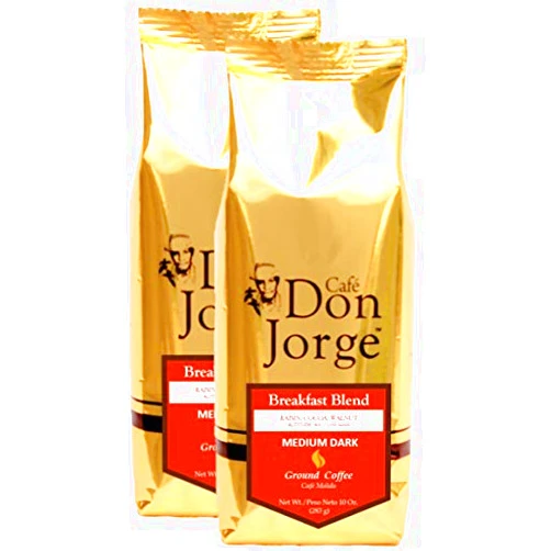 Cafe Don Jorge, Breakfast Blend, Medium-Dark Roast, Ground Coffee, 8oz bag (Pack 2)