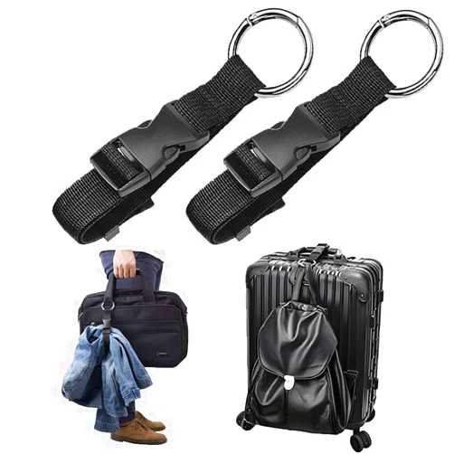 Yopolaz 2 Pack Add a Bag Strap - Adjustable Suitcase Belt - Carry Your Extra Bags - Travel Attachment Travel Accessories for Connecting Your Luggage Jacket (Black)