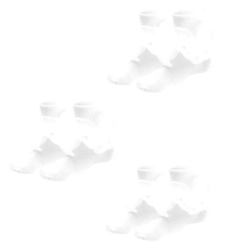 Meckerni 3 Pairs Cute Lace Trim White Ruffle Socks For Girls,Comfortable Frilly Socks for Big Girls, White Ankle Socks For Kids